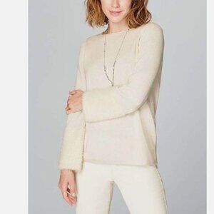 J. Jill Barley Faux Fur Cuff Ivory Sweater - Medium - NEW with Tags